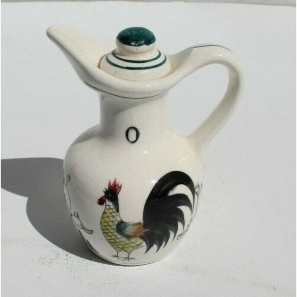 Vintage Japan Ceramic Oil & Vinegar Dispenser Bottle Cruet Chicken Rooster Motif - Picture 6 of 7